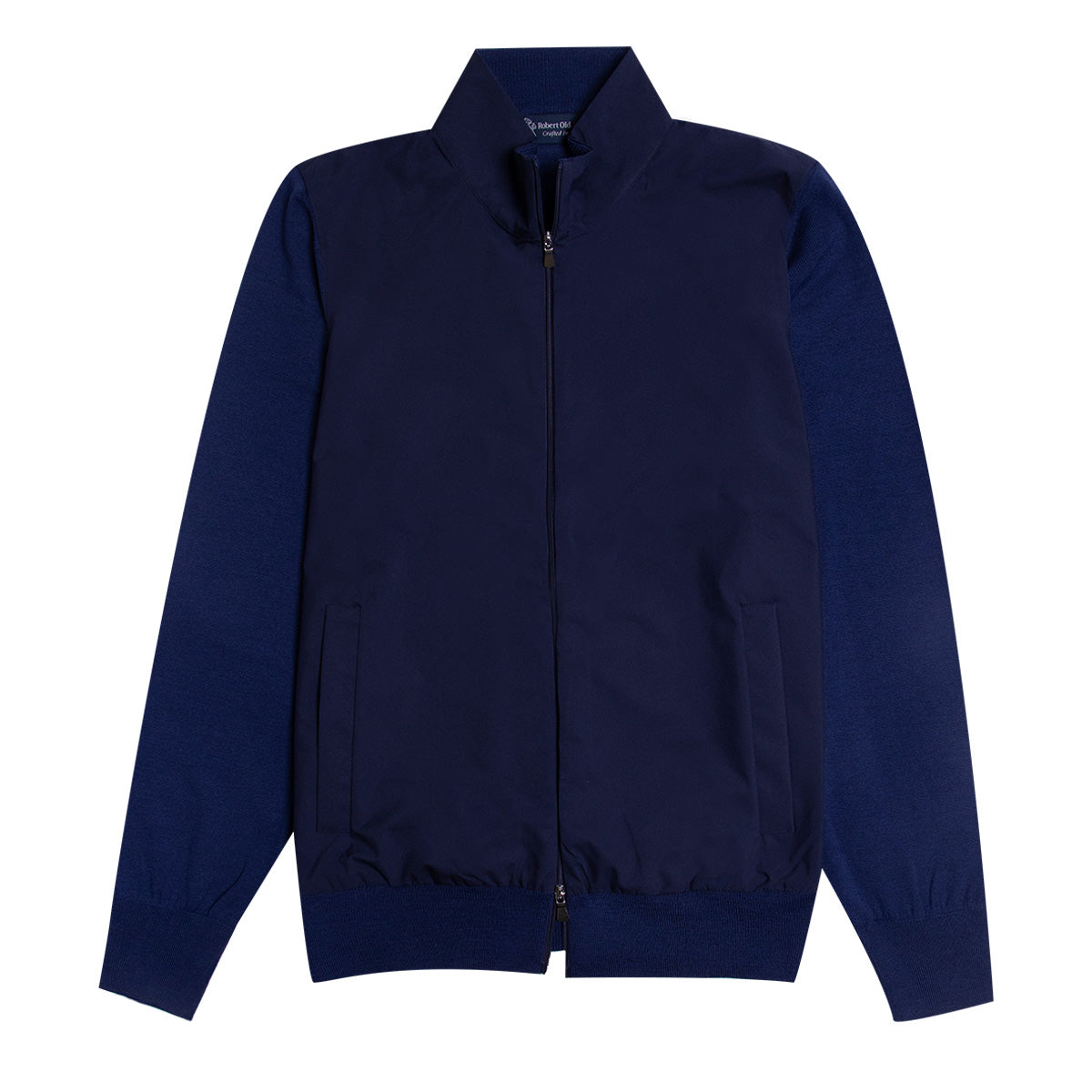 Navy Full Zip Hybrid Sweater KNITWEAR Robert Old