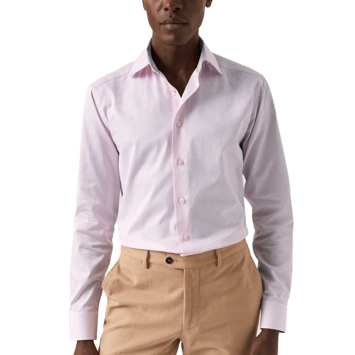 Eton - Pink Fine Striped Signature Twill Slim Fit Shirt L/S SHIRTS Eton