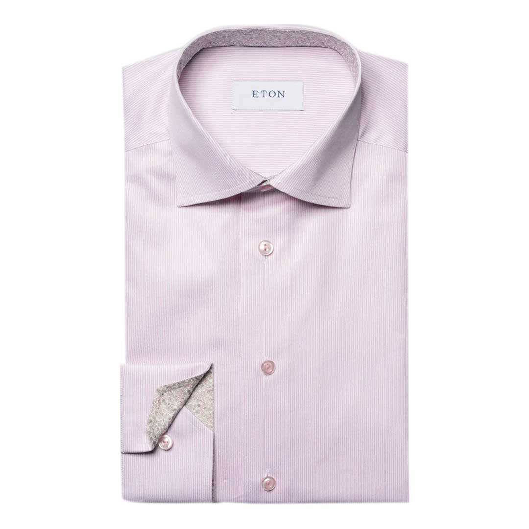 Eton - Pink Fine Striped Signature Twill Slim Fit Shirt L/S SHIRTS Eton