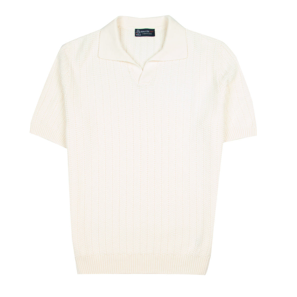Robert Old - Cream Cotton Structured Knitted Polo Shirt S/S POLOS Robert Old