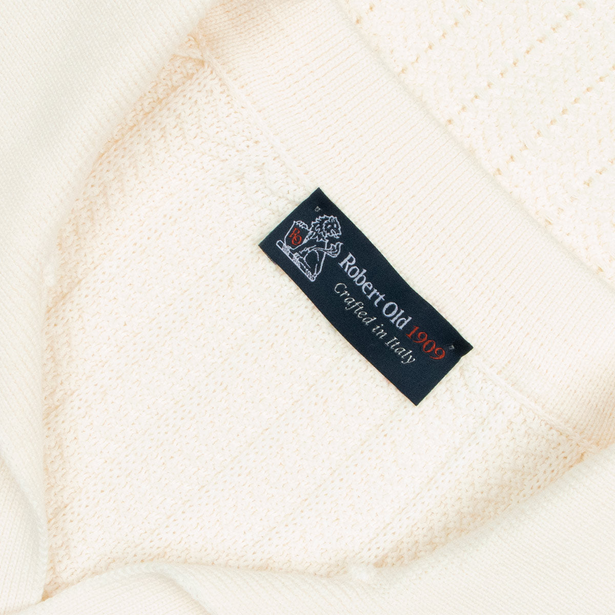 Robert Old - Cream Cotton Structured Knitted Polo Shirt S/S POLOS Robert Old