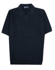 Robert Old - Navy Cotton Structured Knitted Polo Shirt S/S POLOS Robert Old
