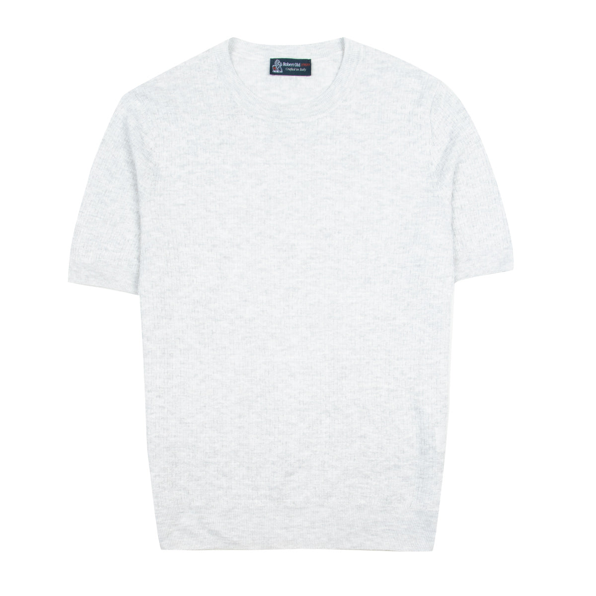 Robert Old - Light Grey Knitted Linen and Cotton Textured Crew Neck T-Shirt TEE SHIRTS Robert Old