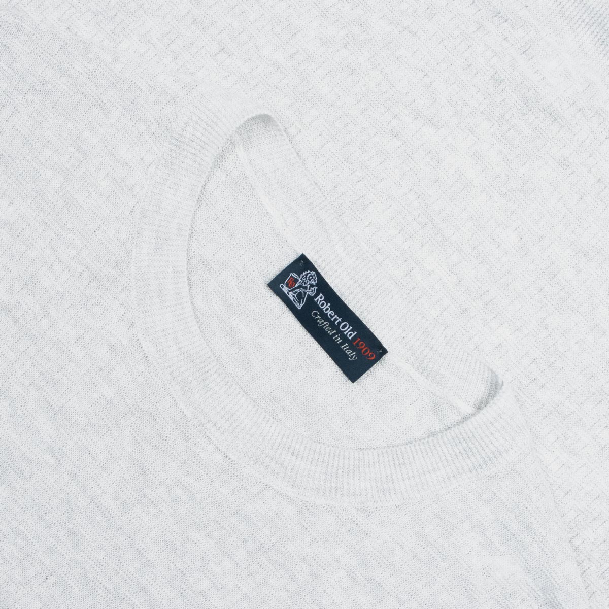 Robert Old - Light Grey Knitted Linen and Cotton Textured Crew Neck T-Shirt TEE SHIRTS Robert Old