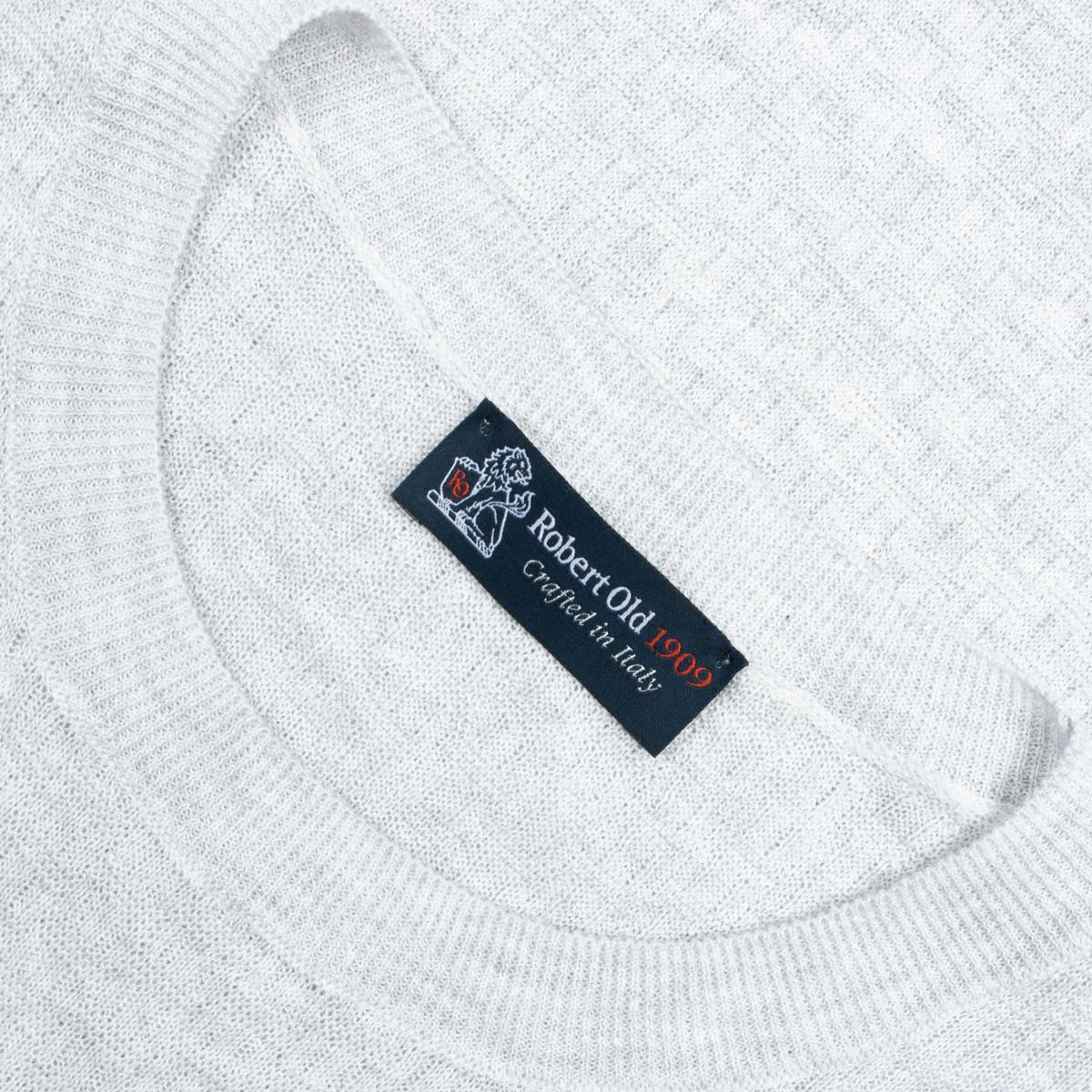 Robert Old - Light Grey Knitted Linen and Cotton Textured Crew Neck T-Shirt TEE SHIRTS Robert Old