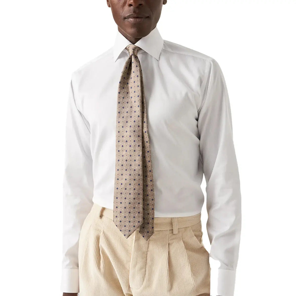Eton - White Floral Trim Signature Twill Slim Fit Shirt L/S SHIRTS Eton