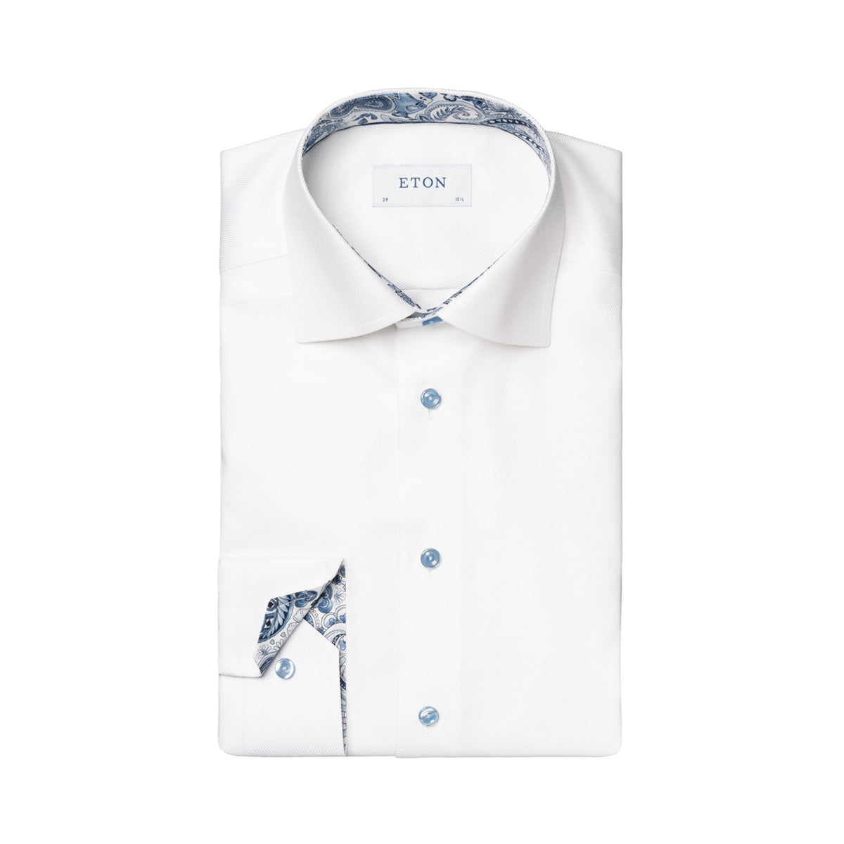 Eton - White Floral Contrast Textured Twill Contemporary Fit Shirt L/S SHIRTS Eton