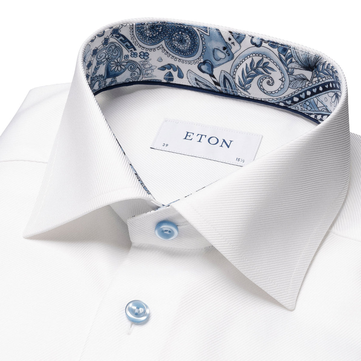 Eton - White Floral Contrast Textured Twill Contemporary Fit Shirt L/S SHIRTS Eton