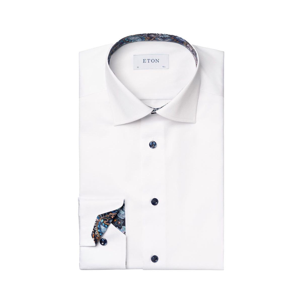 Eton - White Floral Trim Signature Twill Contemporary Fit Shirt L/S SHIRTS Eton