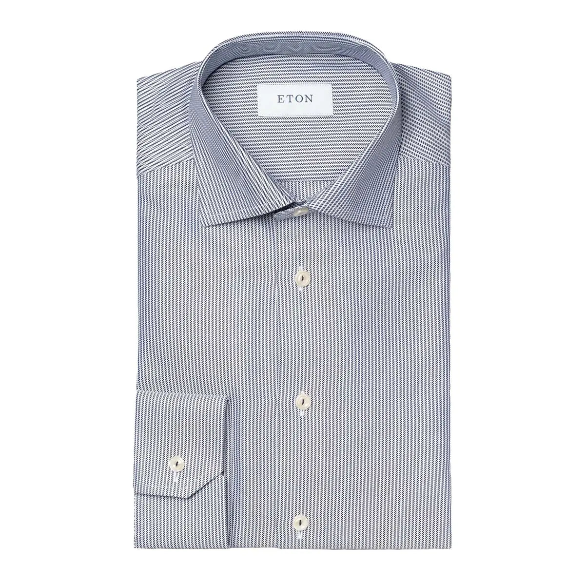 Eton - Dark Blue Striped Signature Twill Shirt Contemporary Fit Shirt L/S SHIRTS Eton