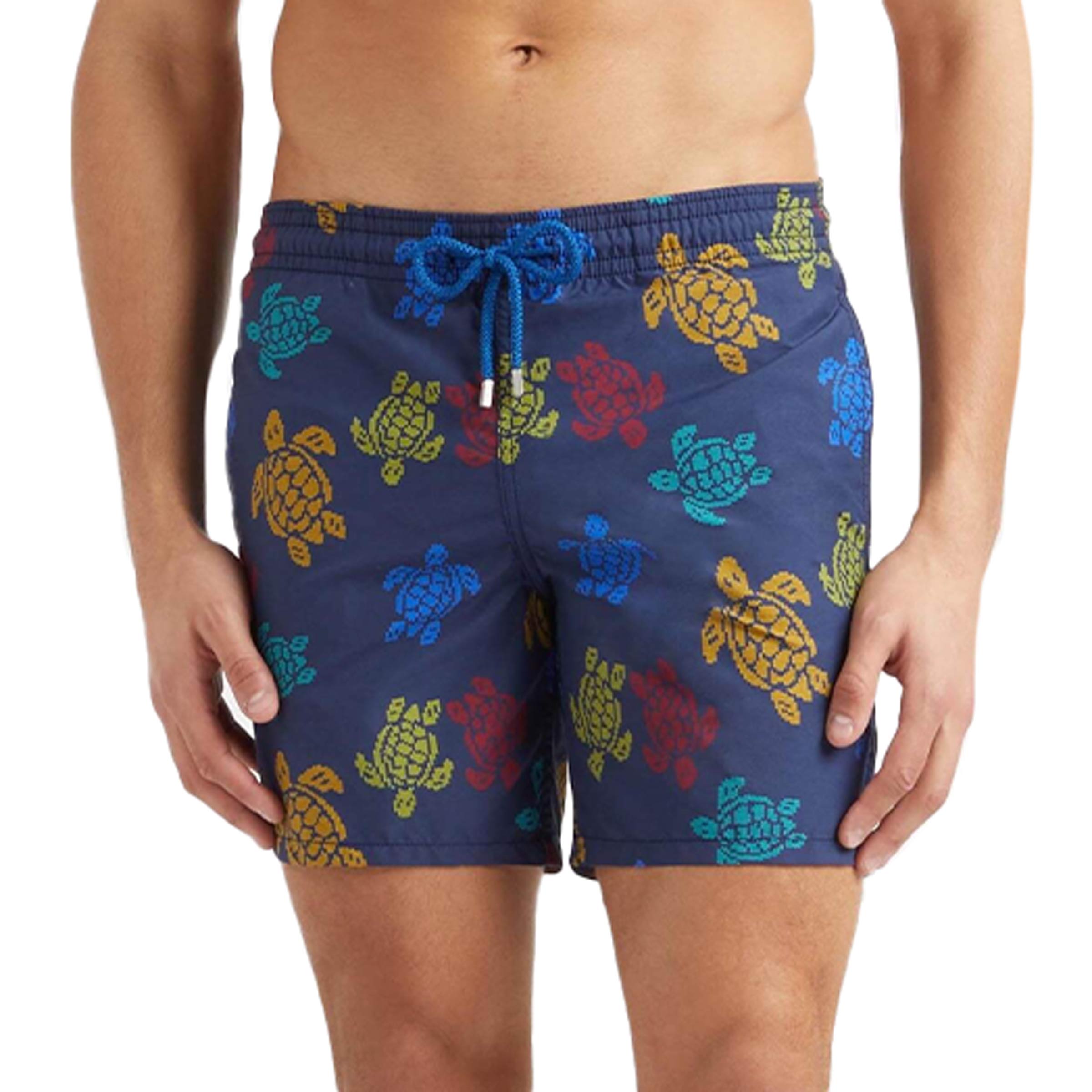 Vilebrequin - Navy 'Moorea' Ronde des Tortues Tricot Swim Shorts SWIMWEAR Vilebrequin