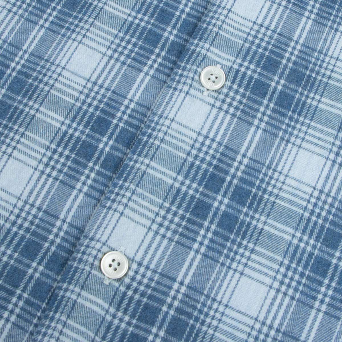 Fedeli - Blue Check &#39;Alberto&#39; Slim Fit Brushed Cotton Long Sleeve Shirt