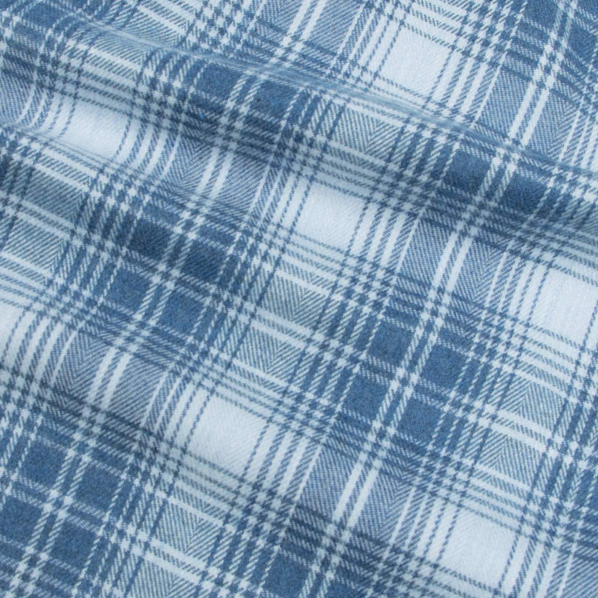 Fedeli - Blue Check &#39;Alberto&#39; Slim Fit Brushed Cotton Long Sleeve Shirt