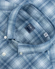 Fedeli - Blue Check 'Alberto' Slim Fit Brushed Cotton Long Sleeve Shirt