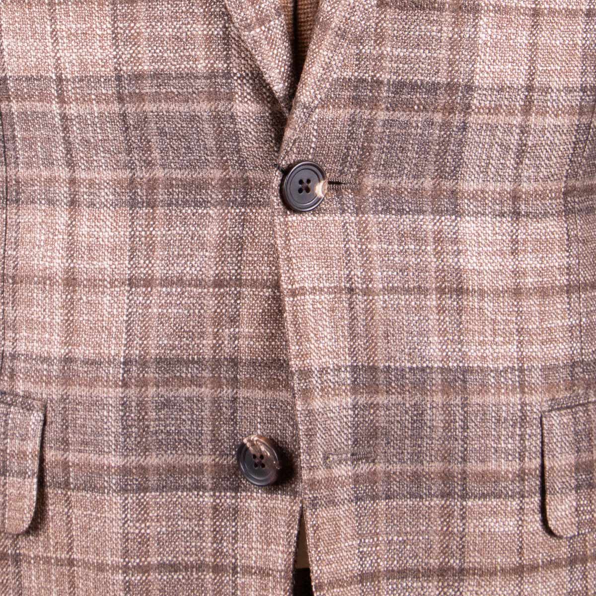 Brown Check Wool, Silk, &amp; Cashmere Jacket JACKETS Robert Old