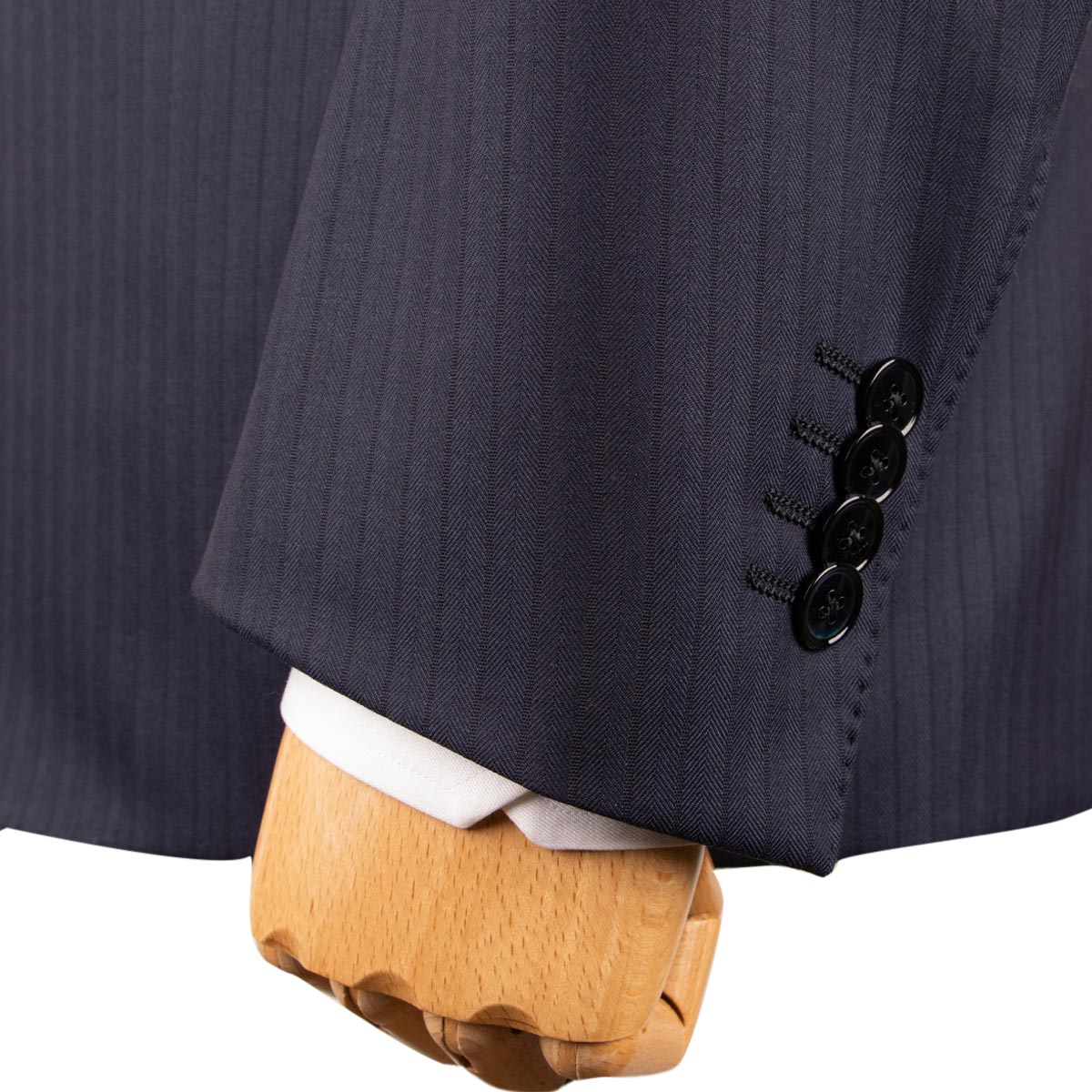 Navy Herringbone Super 160s Merino Wool Suit SUITS Robert Old