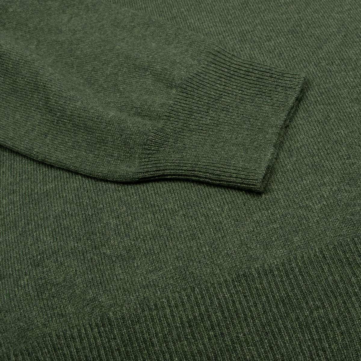 Moss Green Button Neck Wool & Cashmere Sweater KNITWEAR Robert Old