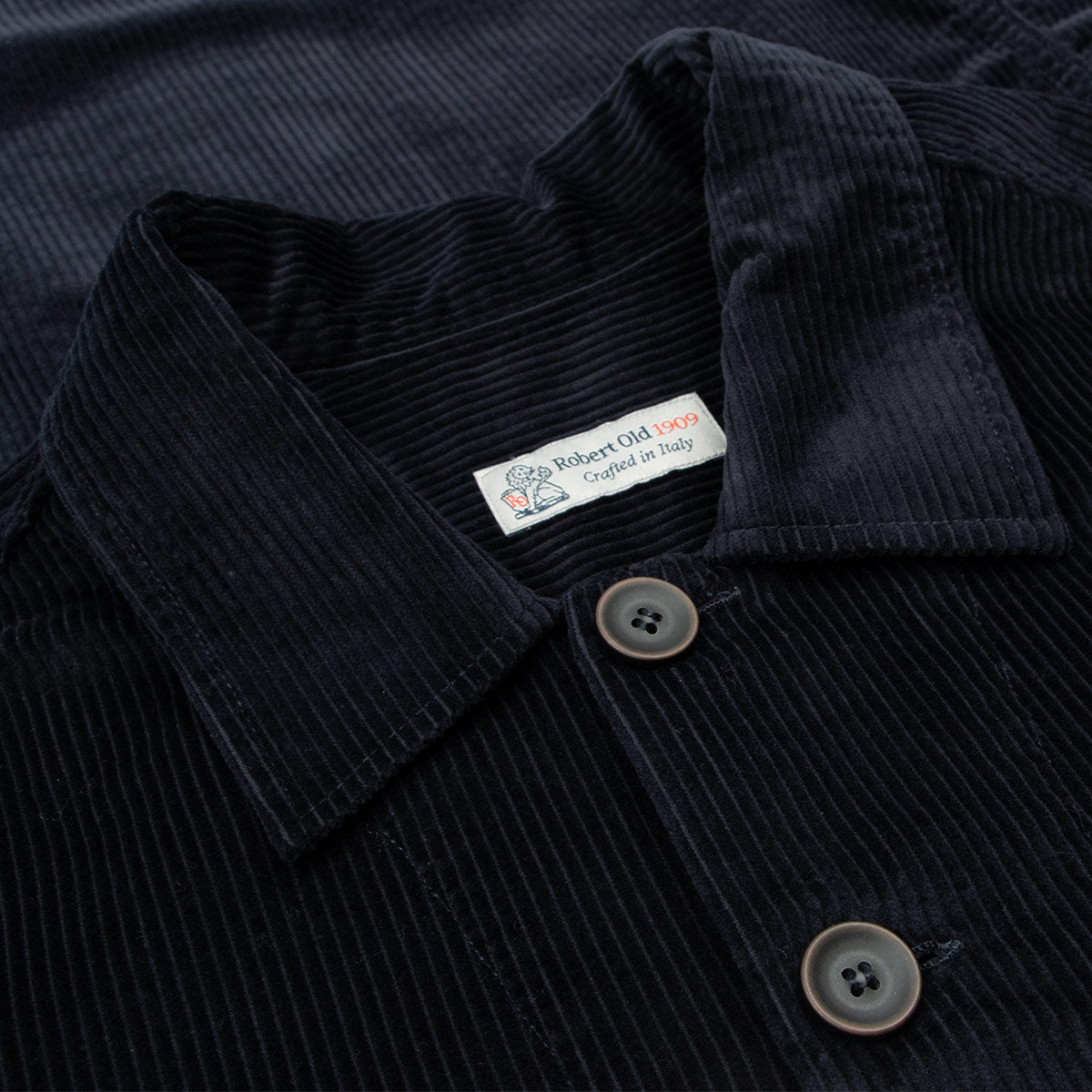 Dark Navy Cotton Corduroy Overshirt L/S SHIRTS Robert Old