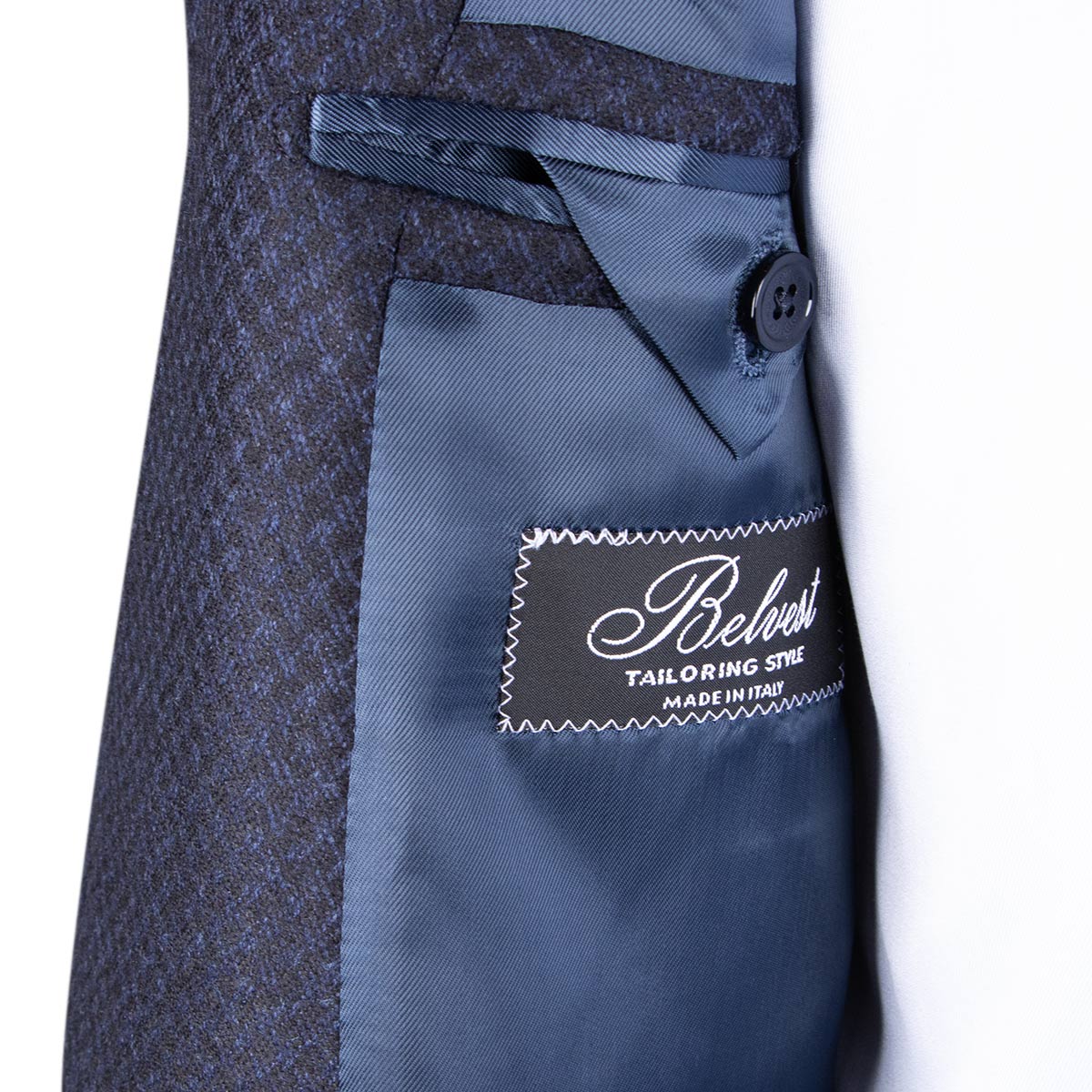 Belvest - Navy Blue Houndstooth Wool Jacket JACKETS Belvest