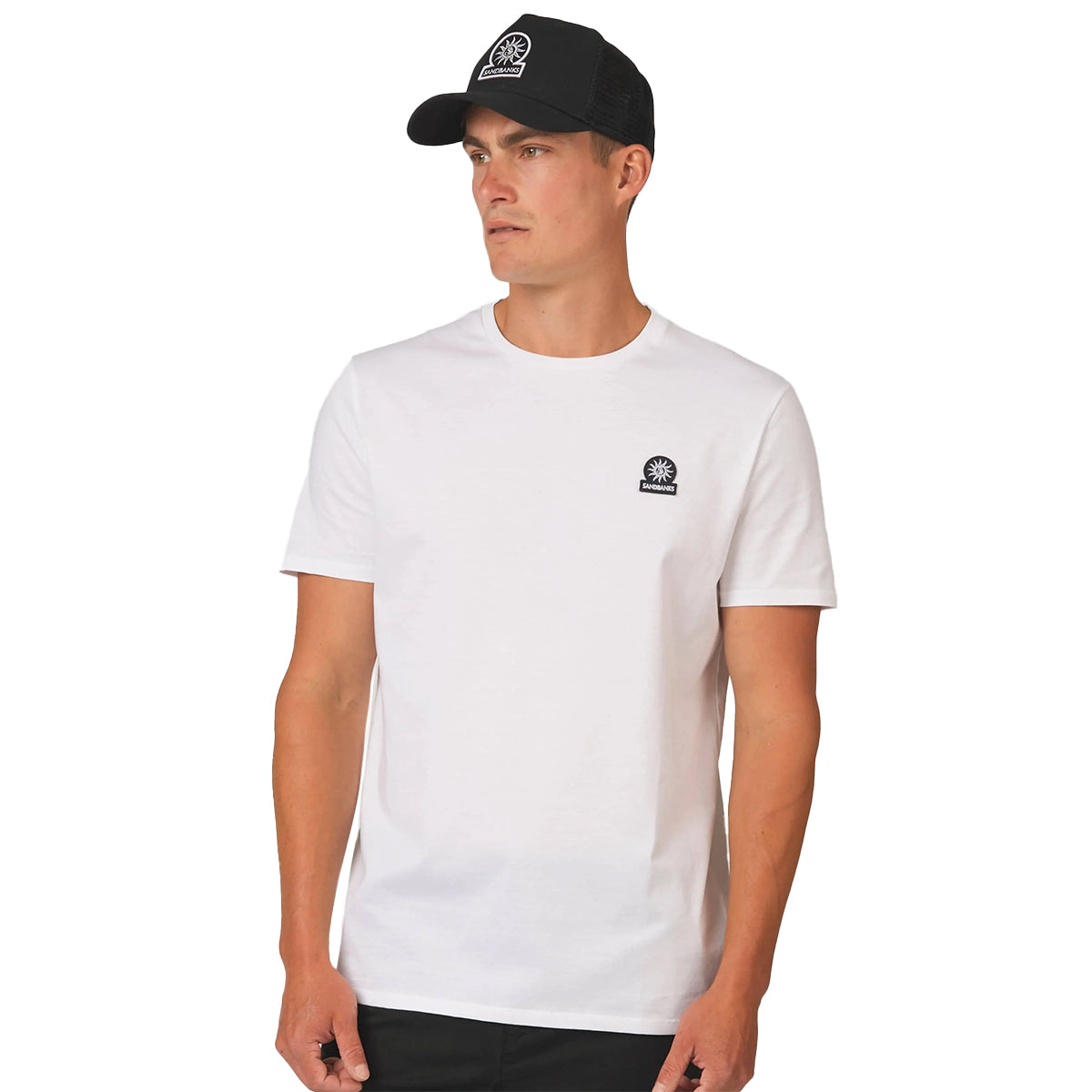 Sandbanks - White Badge Logo Cotton T-Shirt TEE SHIRTS Sandbanks