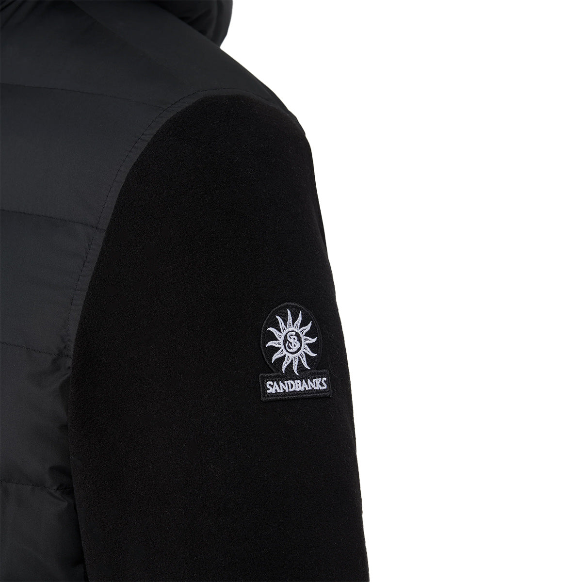 Sandbanks - Black Outlander Polar Fleece Hooded Hybrid Jacket