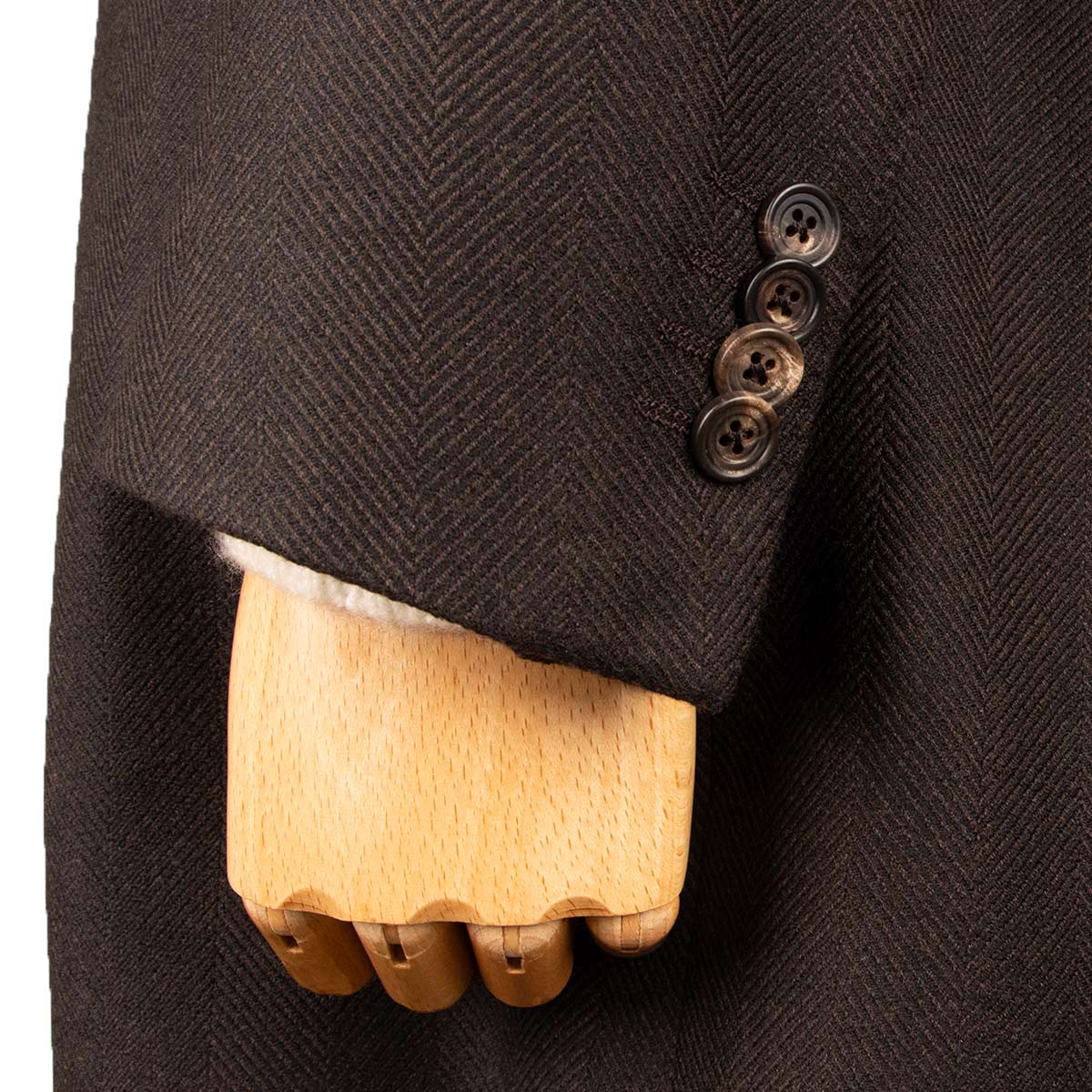 Brown Herringbone Loro Piana 100% Virgin Wool Tailored Overcoat OVERCOATS Robert Old