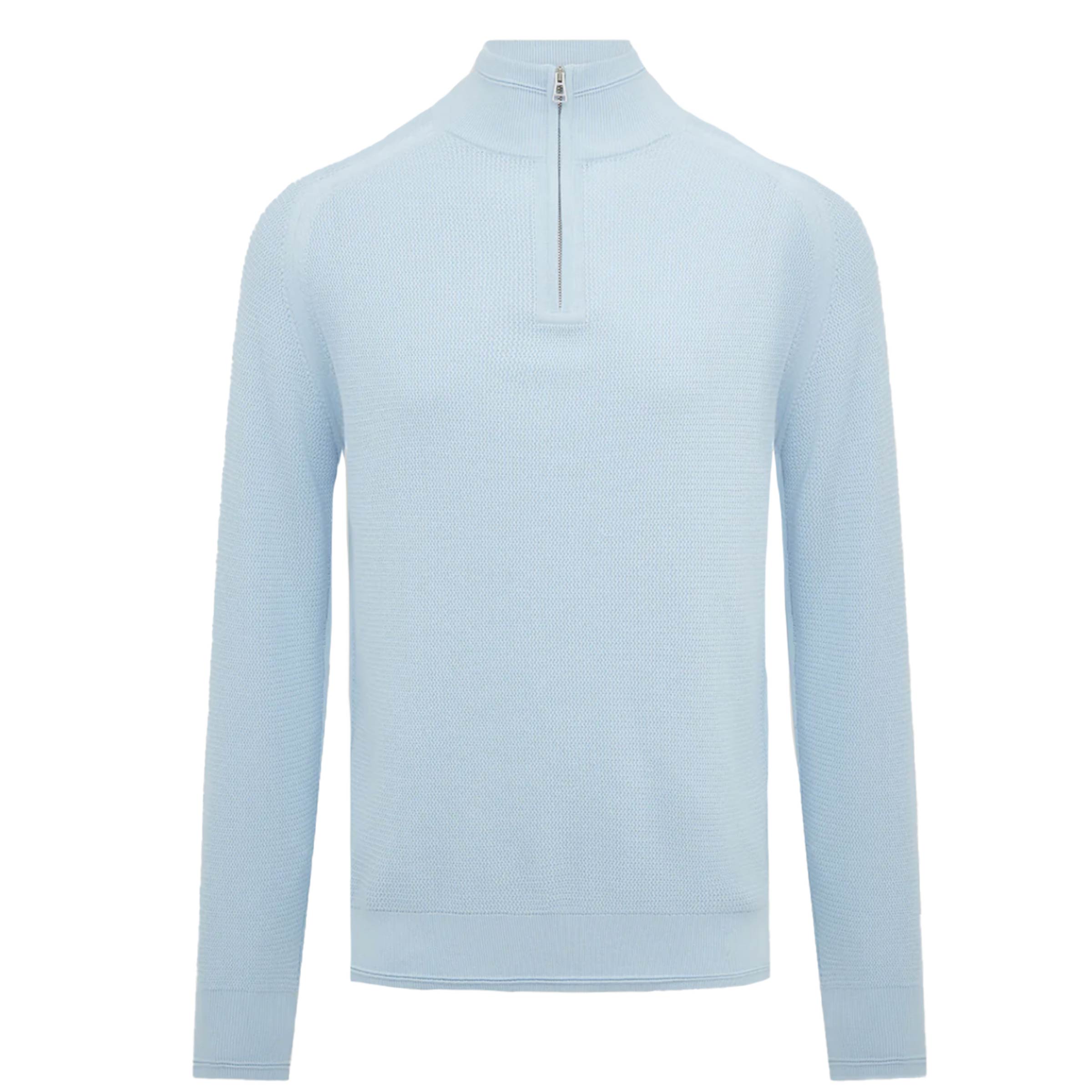 Belstaff - Sky Blue 'Guide' Quarter Zip Sweater KNITWEAR Belstaff