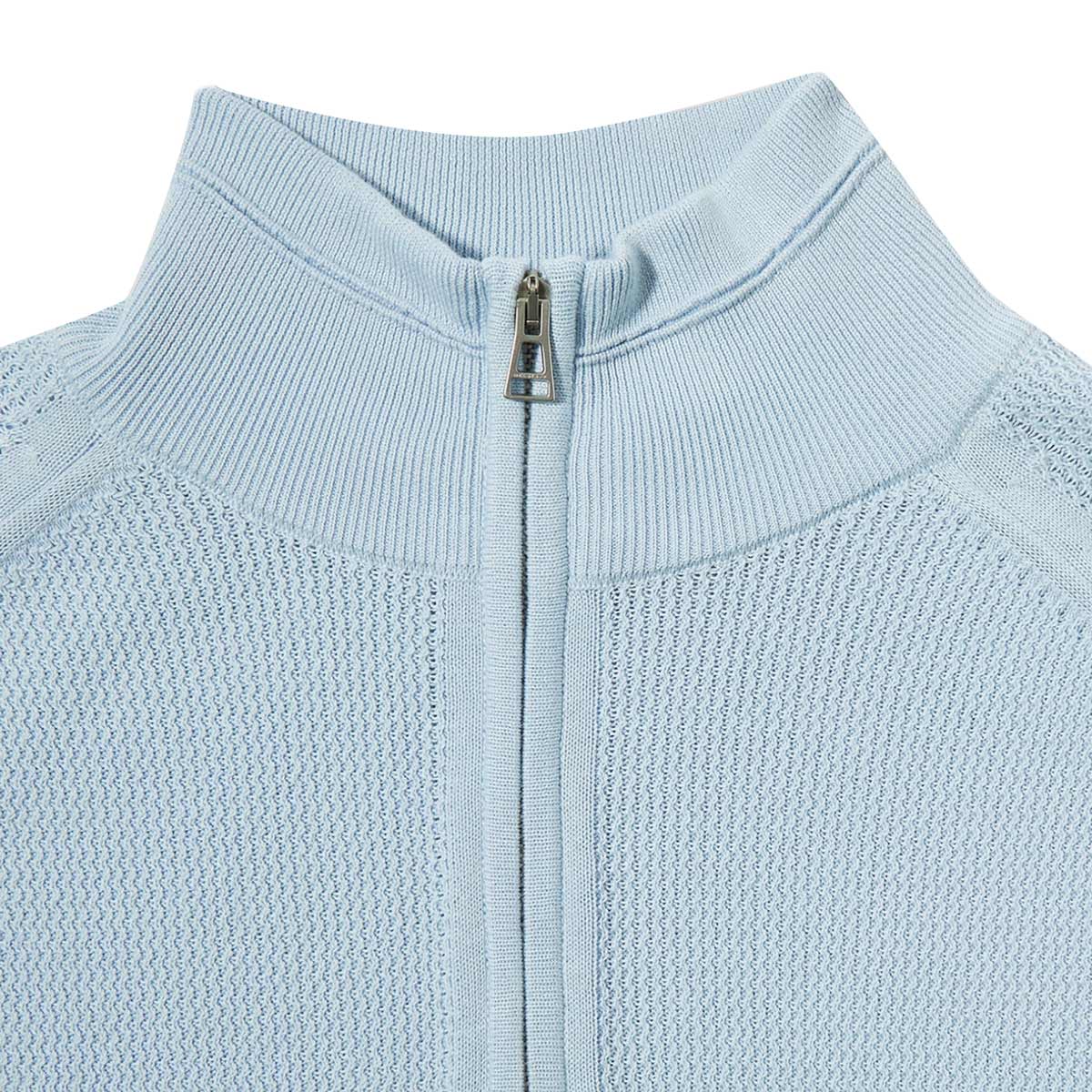 Belstaff - Sky Blue 'Guide' Quarter Zip Sweater KNITWEAR Belstaff