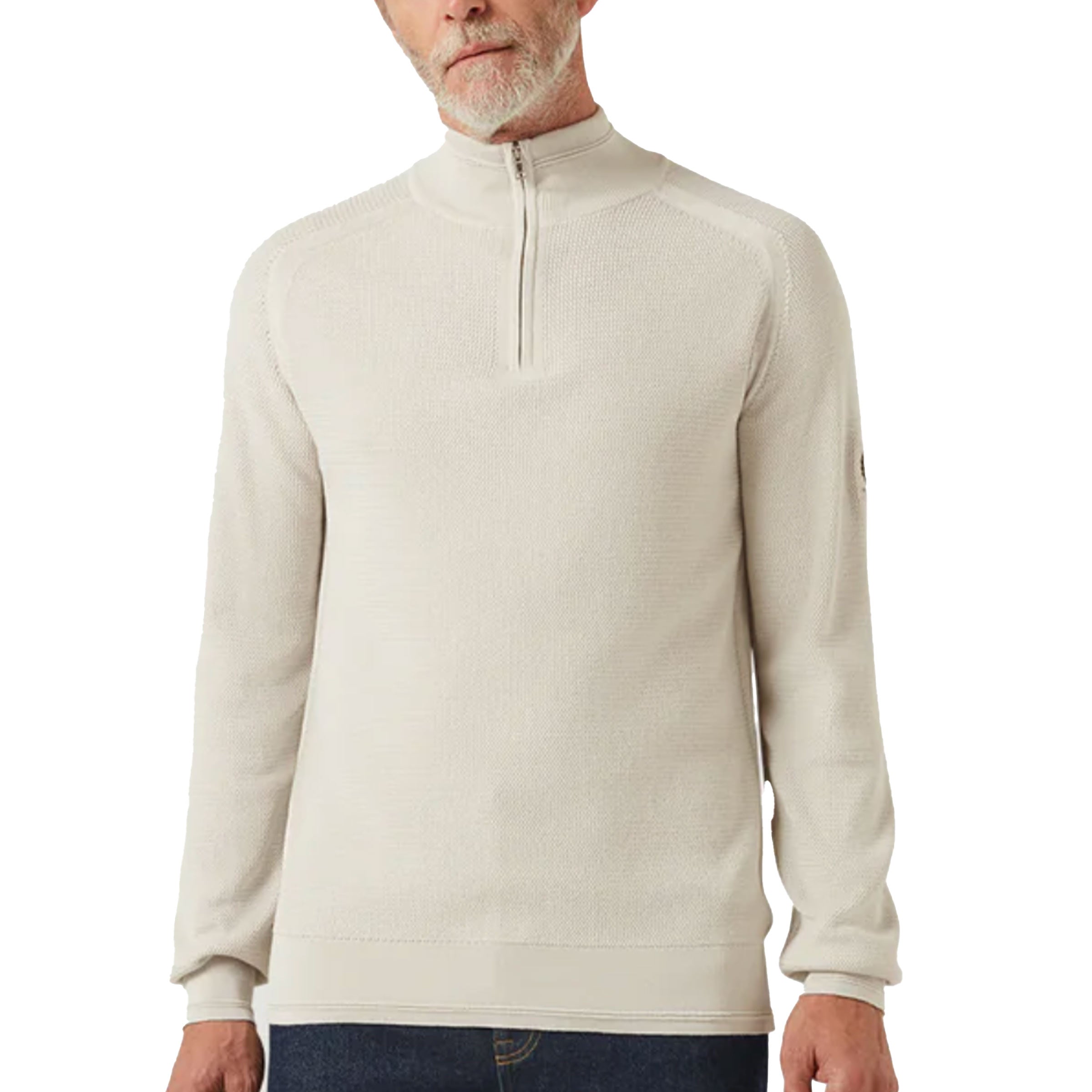 Belstaff - Stone Beige 'Guide' Quarter Zip Sweater KNITWEAR Belstaff