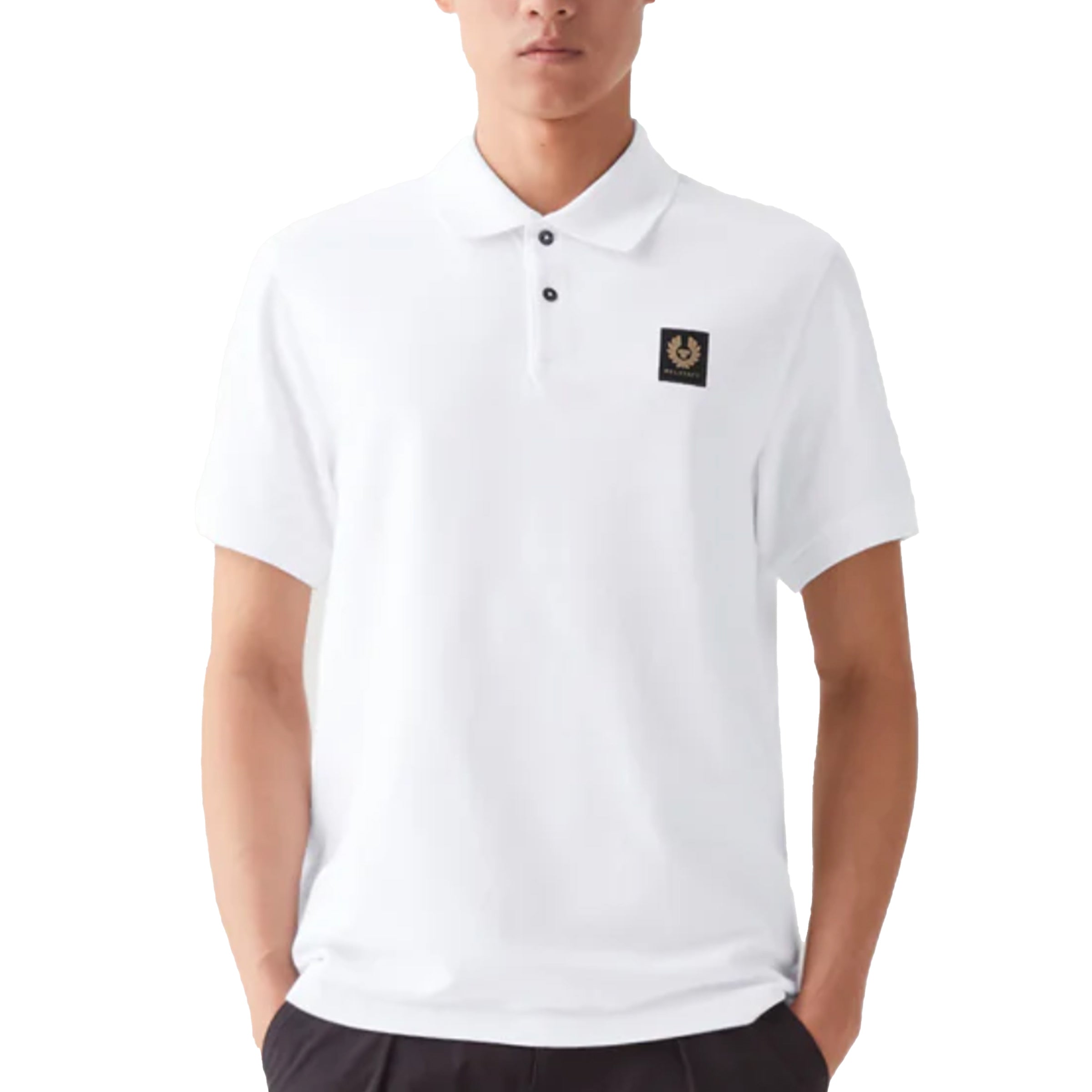 Belstaff - White Piqué Cotton Polo Shirt S/S POLOS Belstaff
