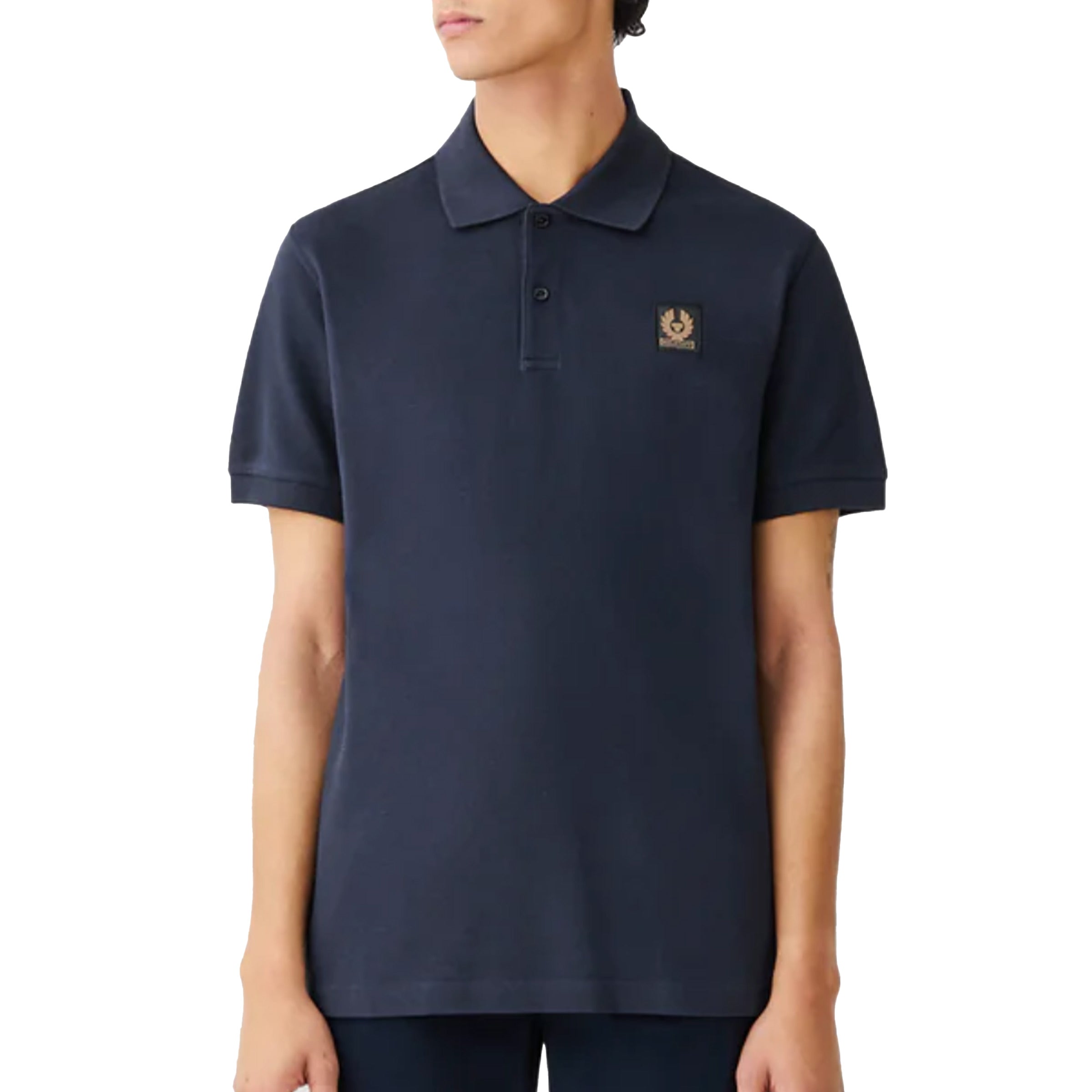 Belstaff - Dark Ink Piqué Cotton Polo Shirt S/S POLOS Belstaff
