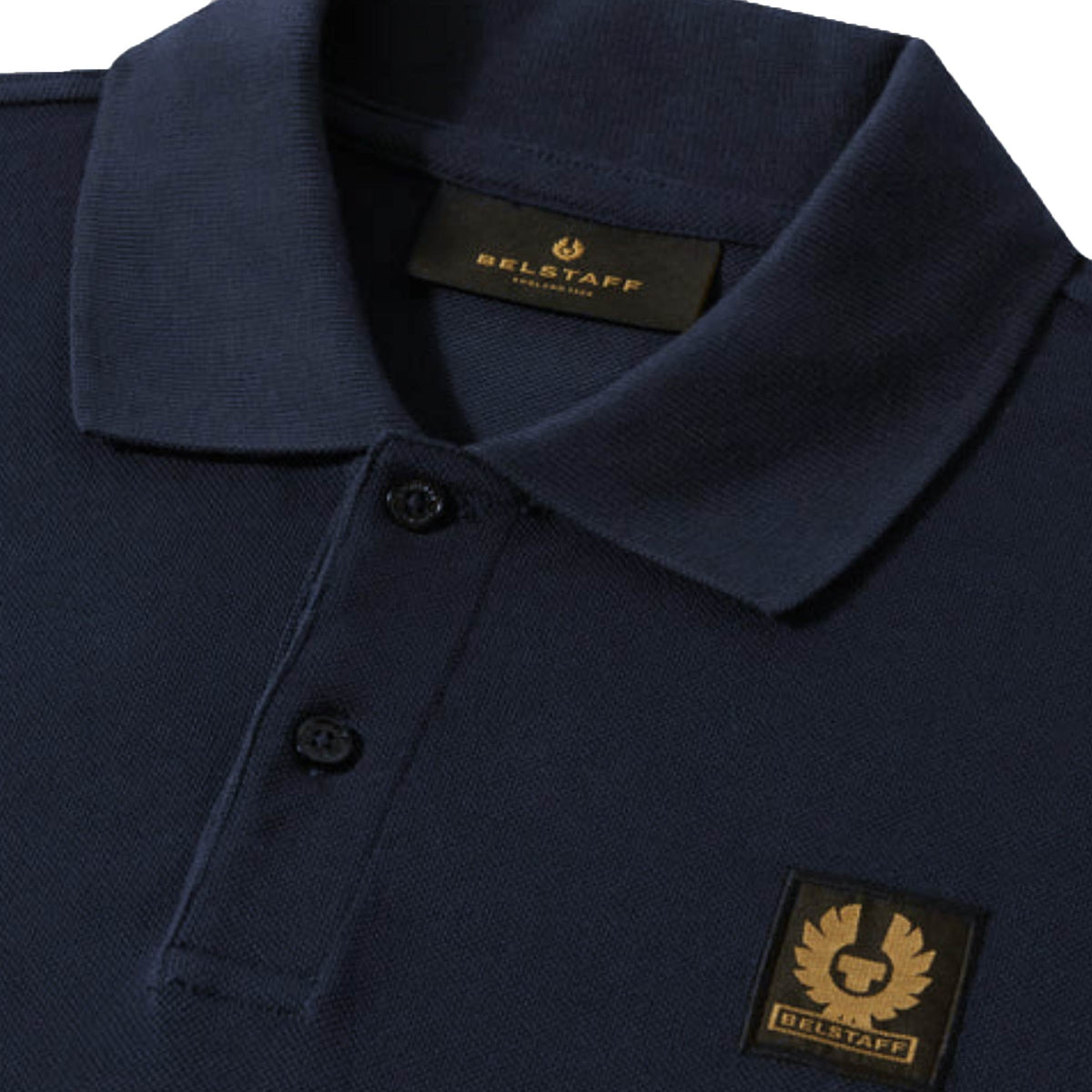 Belstaff - Dark Ink Piqué Cotton Polo Shirt S/S POLOS Belstaff