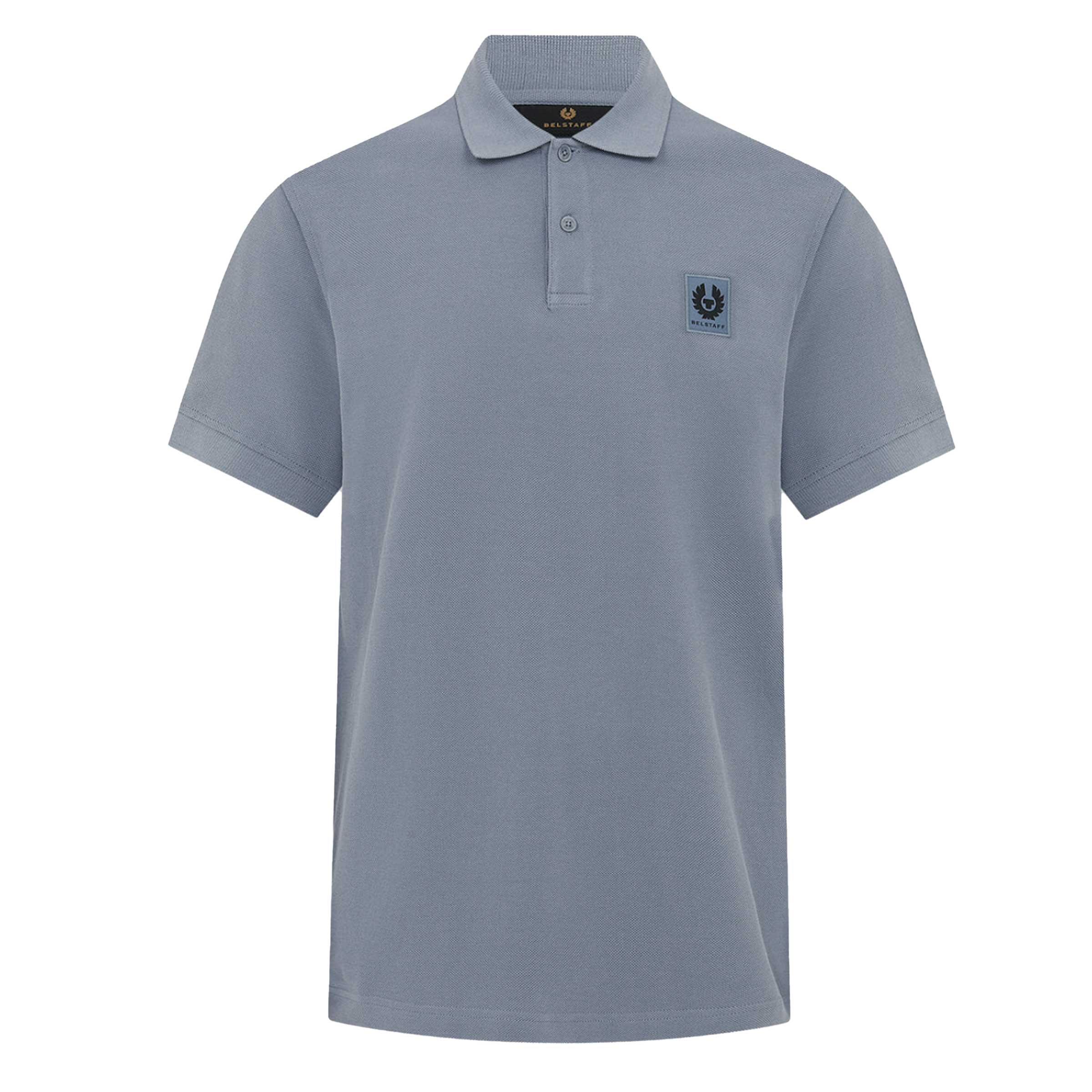 Belstaff - Flint Blue Piqué Cotton Polo Shirt S/S POLOS Belstaff