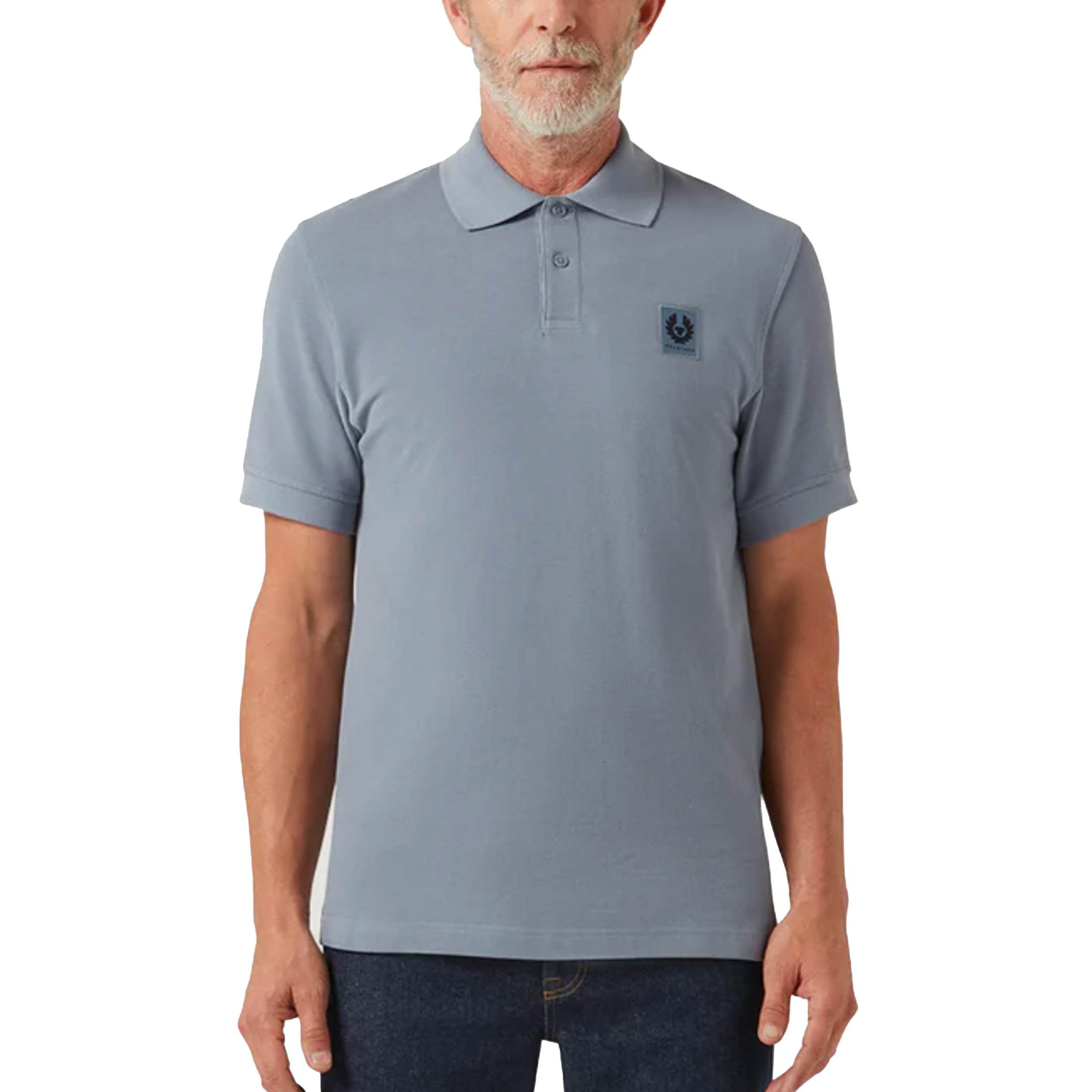 Belstaff - Flint Blue Piqué Cotton Polo Shirt S/S POLOS Belstaff