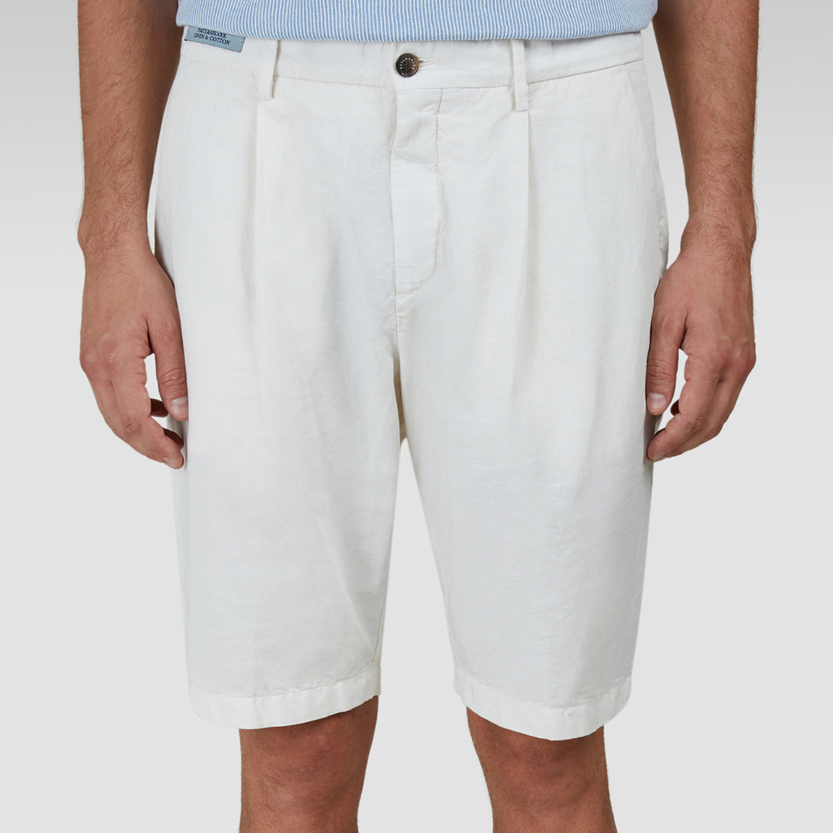 Paul & Shark - Tofu White Linen and Cotton Bermuda Shorts SHORTS Paul & Shark