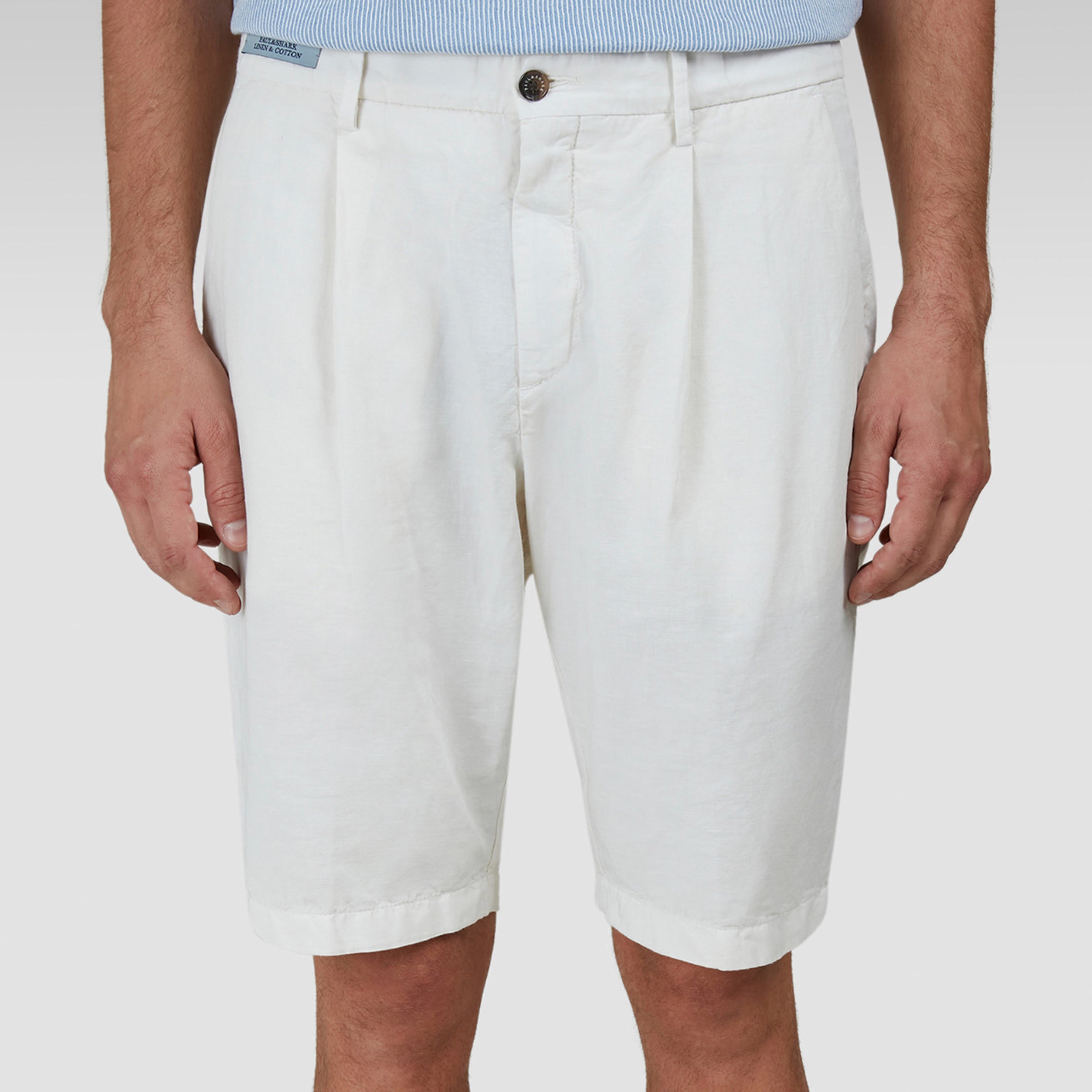 Paul & Shark - Tofu White Linen and Cotton Bermuda Shorts SHORTS Paul & Shark