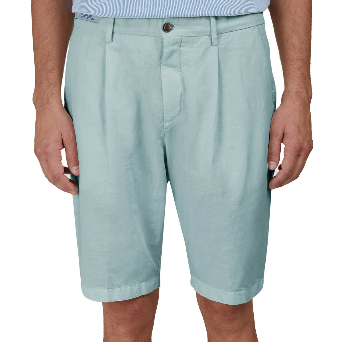 Paul & Shark - Ether Blue Linen and Cotton Bermuda Shorts SHORTS Paul & Shark
