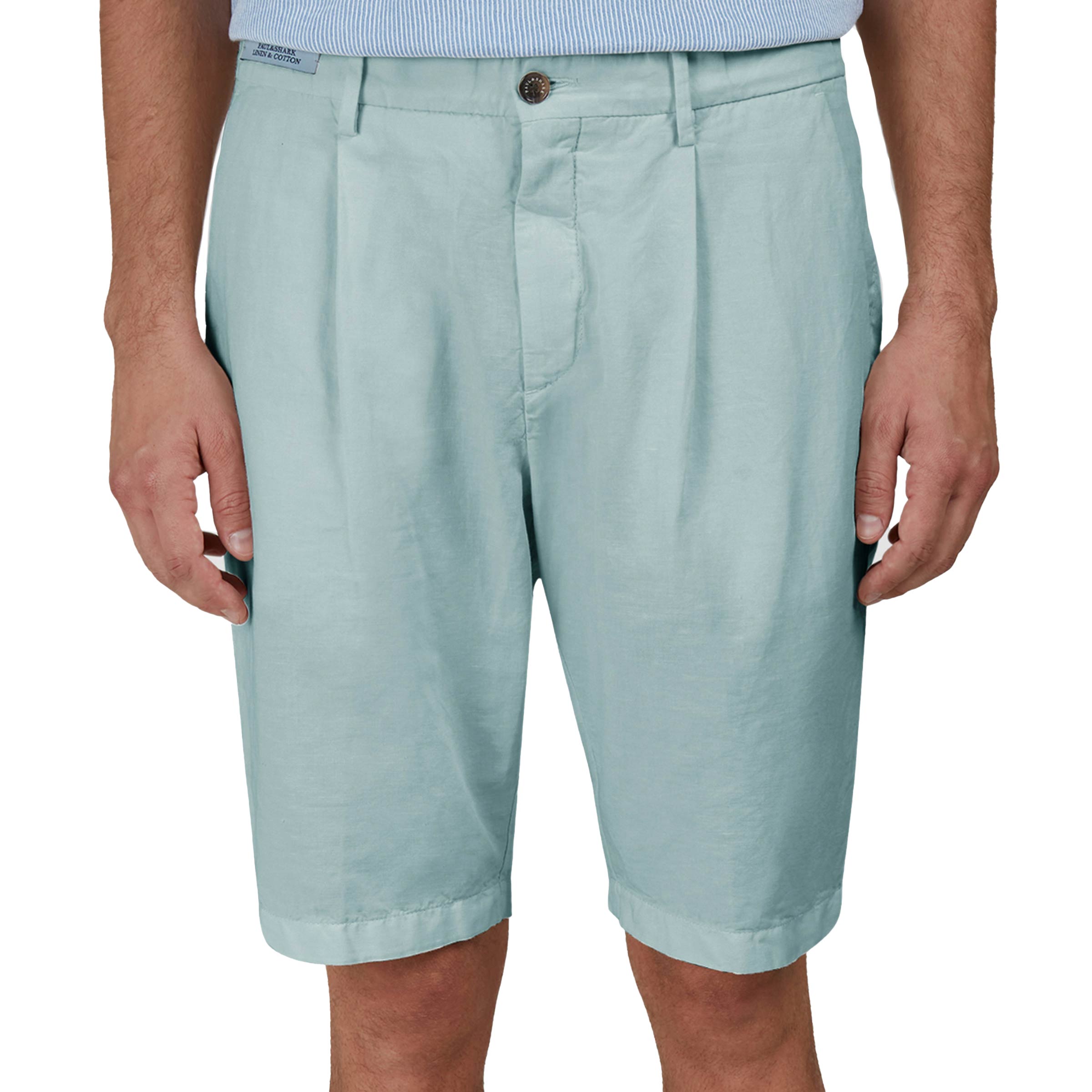 Paul & Shark - Ether Blue Linen and Cotton Bermuda Shorts SHORTS Paul & Shark