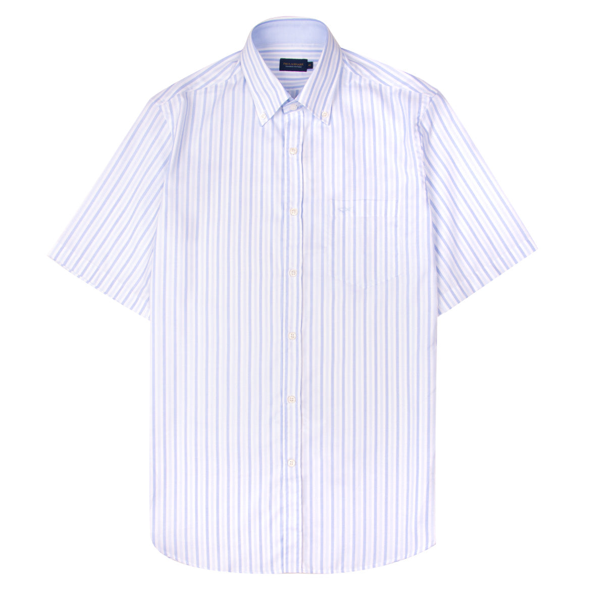Paul & Shark - Blue Striped Oxford Cotton Short Sleeve Shirt S/S SHIRTS Paul & Shark