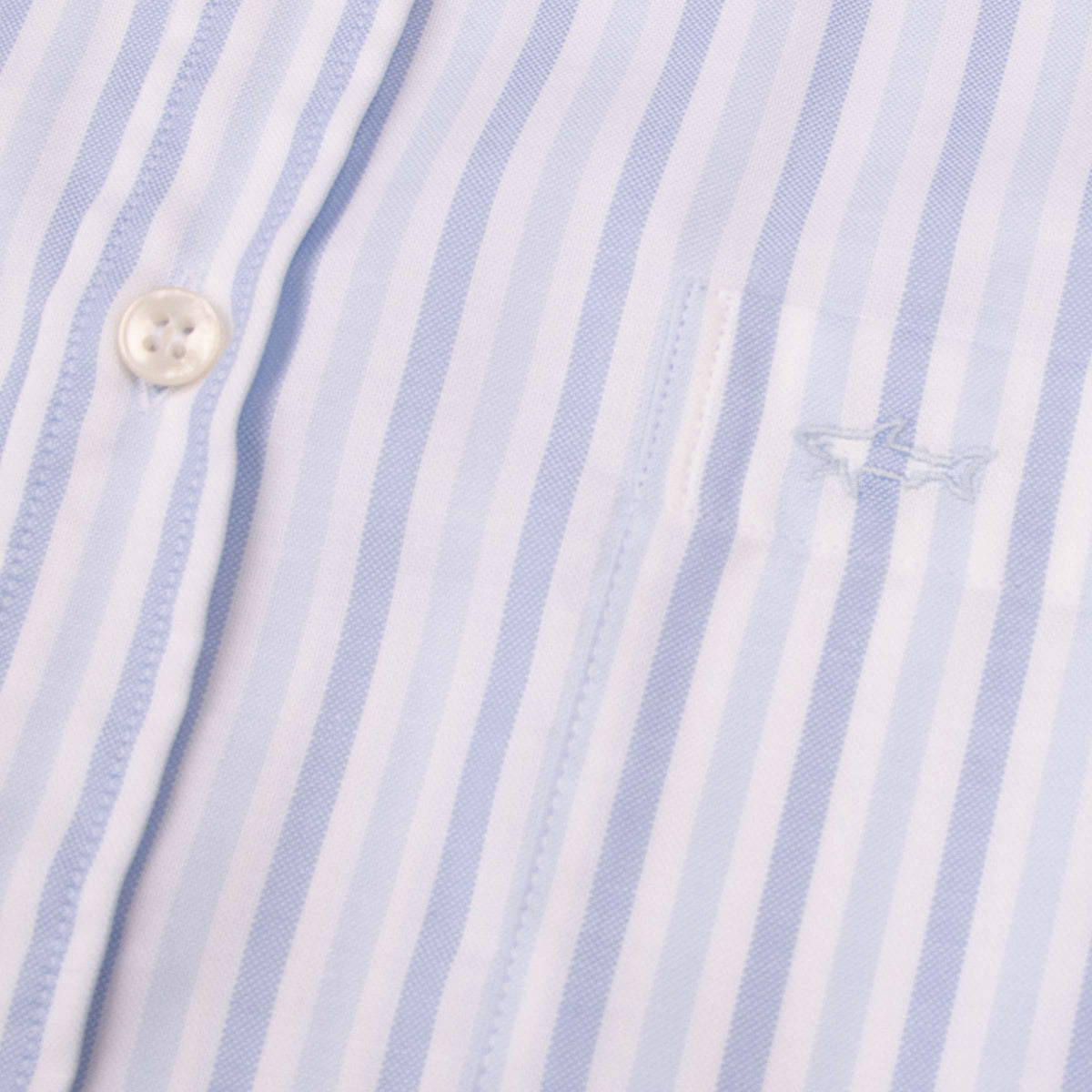 Paul & Shark - Blue Striped Oxford Cotton Short Sleeve Shirt S/S SHIRTS Paul & Shark