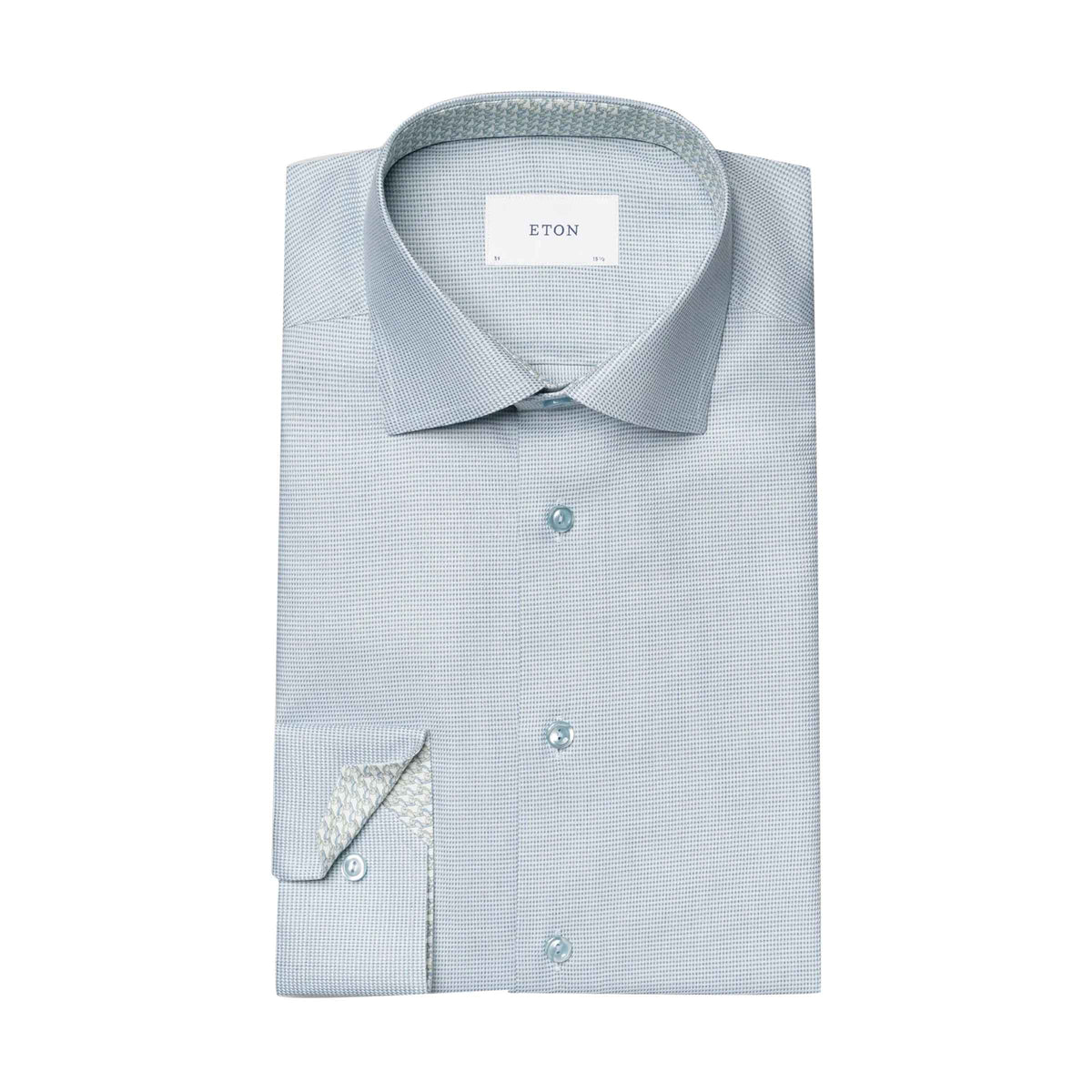 Eton - Green Semi Solid Dobby Slim Fit Long Sleeve Cotton Shirt L/S SHIRTS Eton