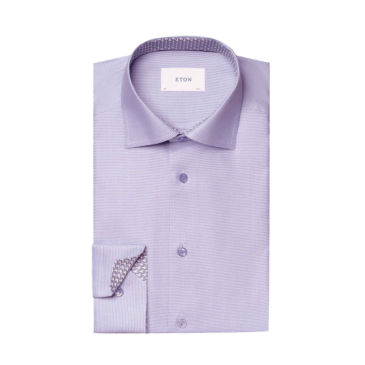 Eton - Purple Semi Dobby Slim Fit Long Sleeve Cotton Shirt L/S SHIRTS Eton