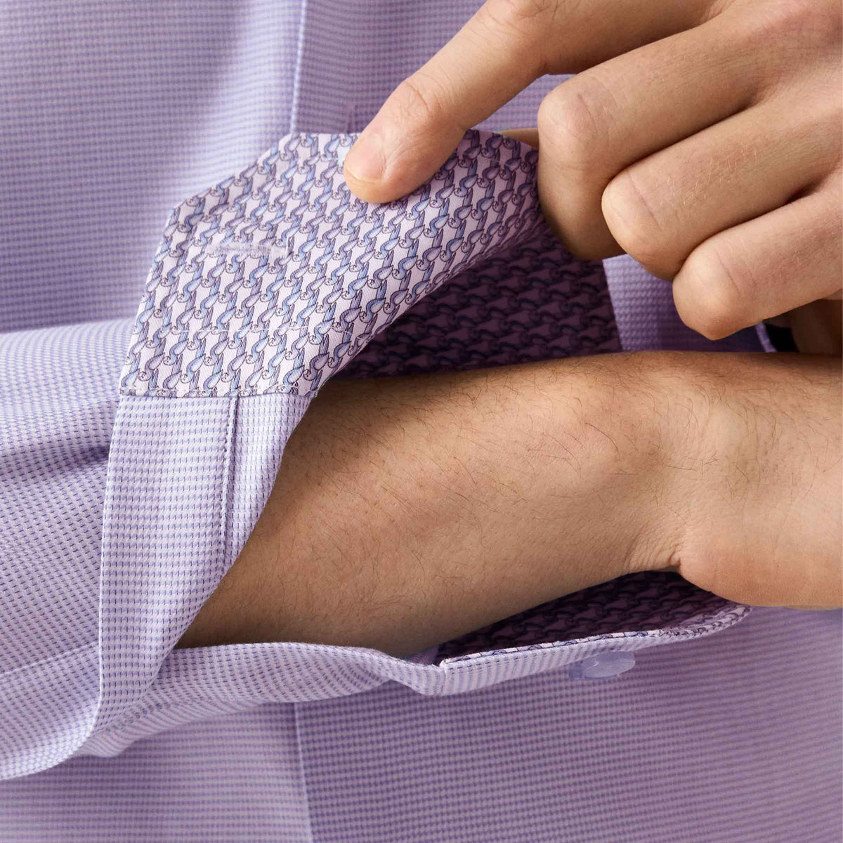 Eton - Purple Semi Dobby Slim Fit Long Sleeve Cotton Shirt L/S SHIRTS Eton