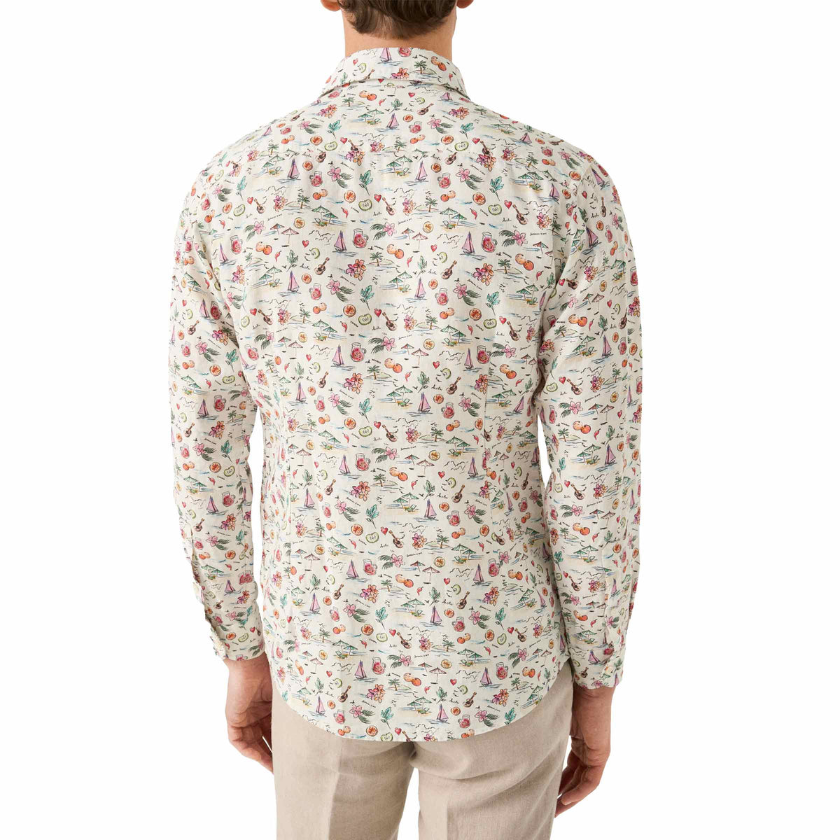 Eton - Sangria Print Soft Slim Fit Linen Shirt L/S SHIRTS Eton