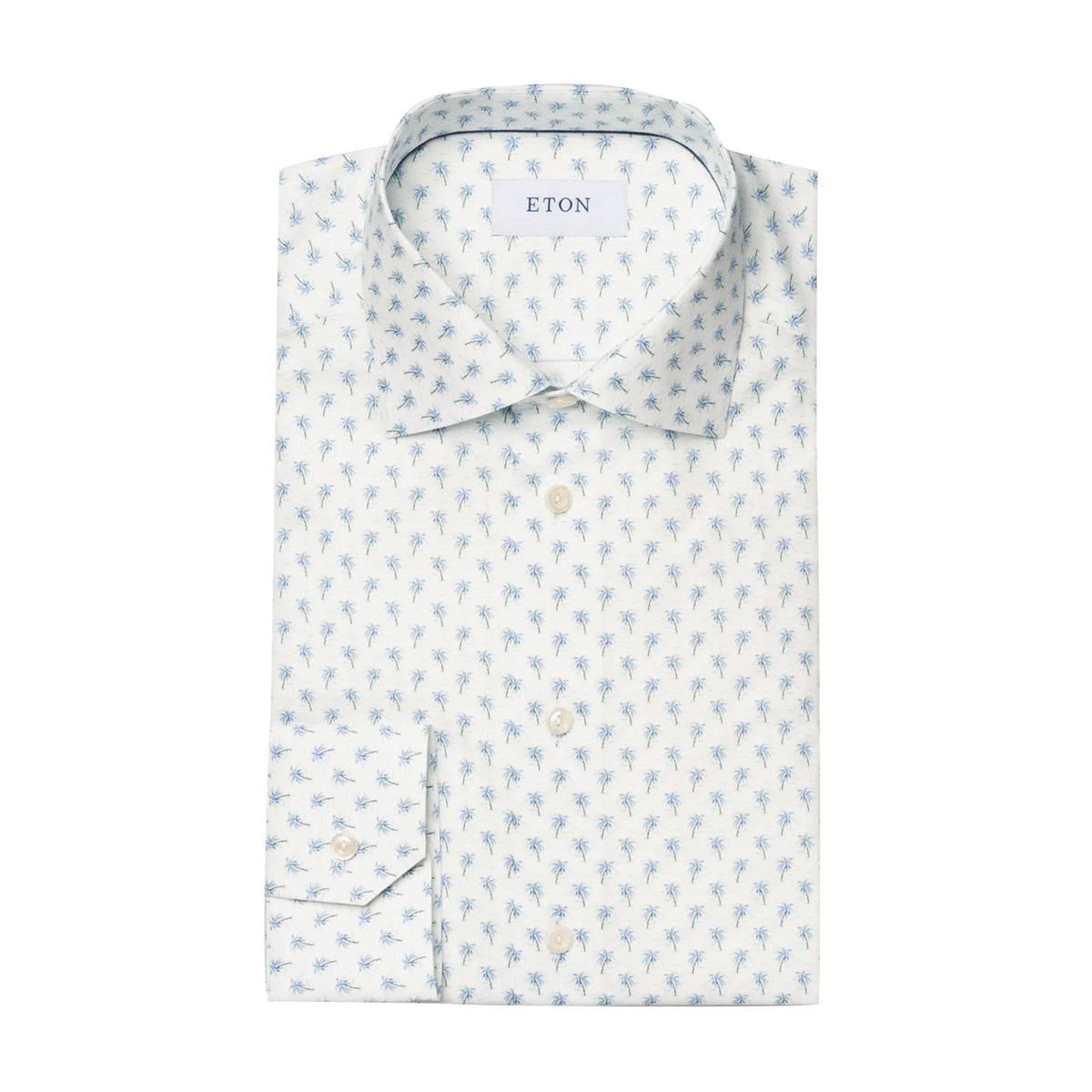Eton - Blue Palm Motif Signature Twill Contemporary Fit Shirt L/S SHIRTS Eton