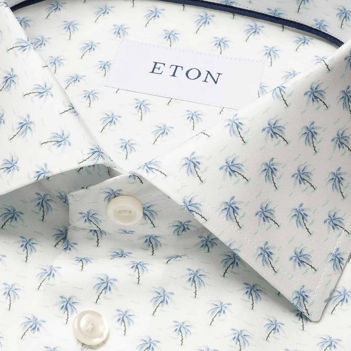 Eton - Blue Palm Motif Signature Twill Contemporary Fit Shirt L/S SHIRTS Eton