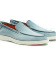 Santoni - Light Blue Suede Slip-On Loafers SHOES Santoni