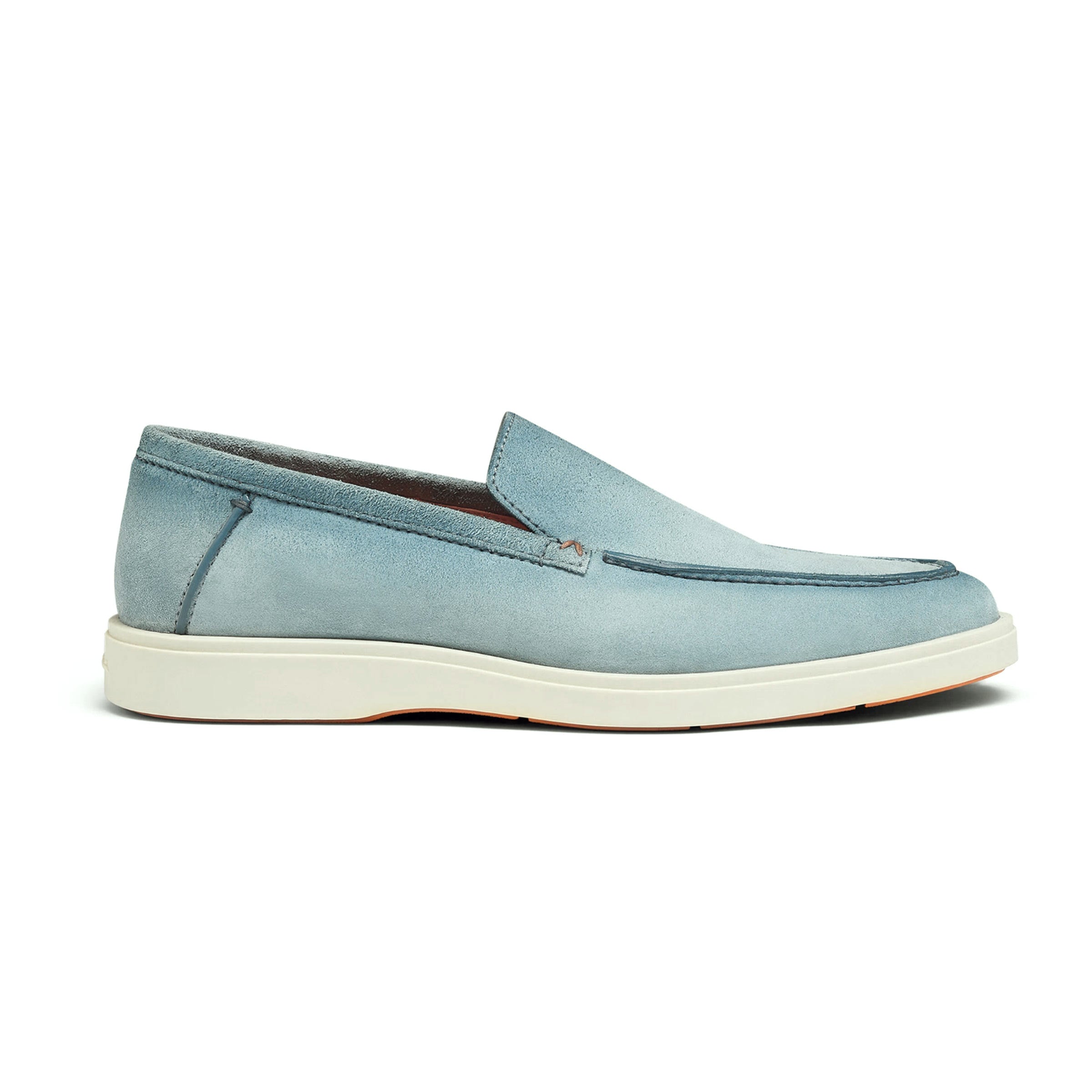 Santoni - Light Blue Suede Slip-On Loafers SHOES Santoni