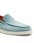 Santoni - Light Blue Suede Slip-On Loafers SHOES Santoni