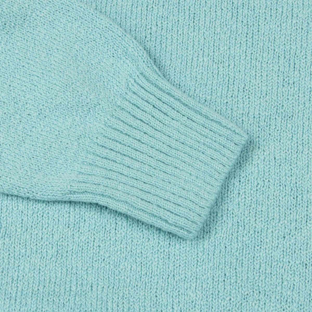 Aqua Blue Raglan Crew Neck Cotton Sweater KNITWEAR Robert Old